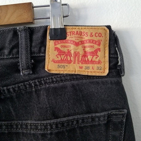 Levi's 505 Dark gray Boot Cut Stone Wash Denim Mens Size 38x32 - Picture 7 of 10